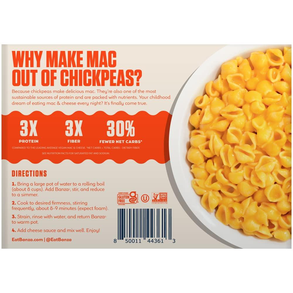 Banza Banza Deluxe Shells + Vegan Cheddar Mac & Cheese, Plant Based, Gluten Free, 11 Ounces (Pack Of 6)