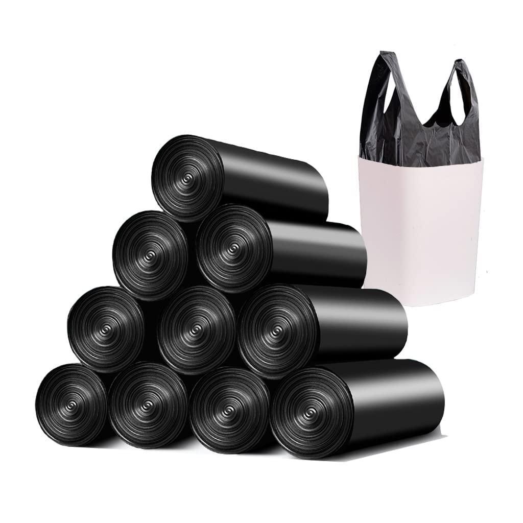 BIAUYEGNW Small Black Trash Bags,Thicken Value 4 Gallon Trash Bag with Handle,200 Counts Small Garbage Bags Wastebasket Trash Can for Bathroom Bedroom Office Kitchen