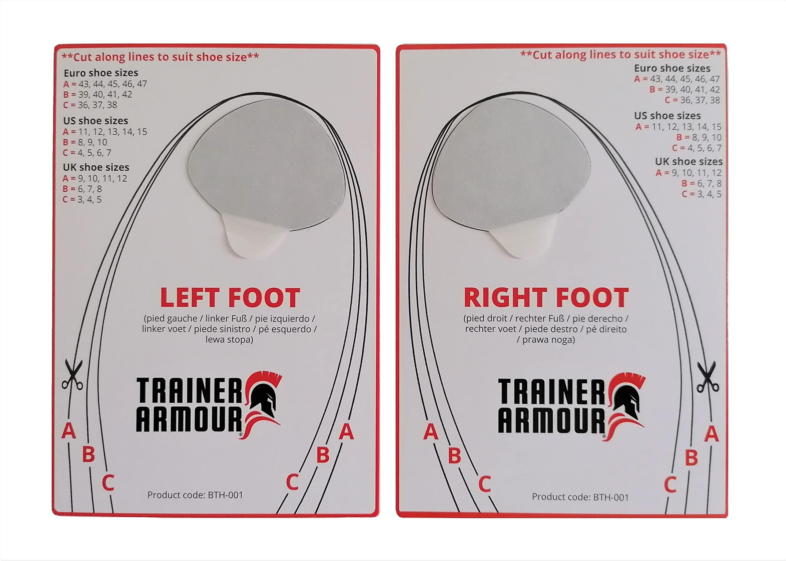 Trainer Armour Trainer Armour - Big Toe Hole Preventer, self-Adhesive Patches with a Clever applicator. Shoe Toe Burst Toe Box Blowout Prevention Insert, Toe Hole Area Repair Patch. for Running Shoes and Sneakers.