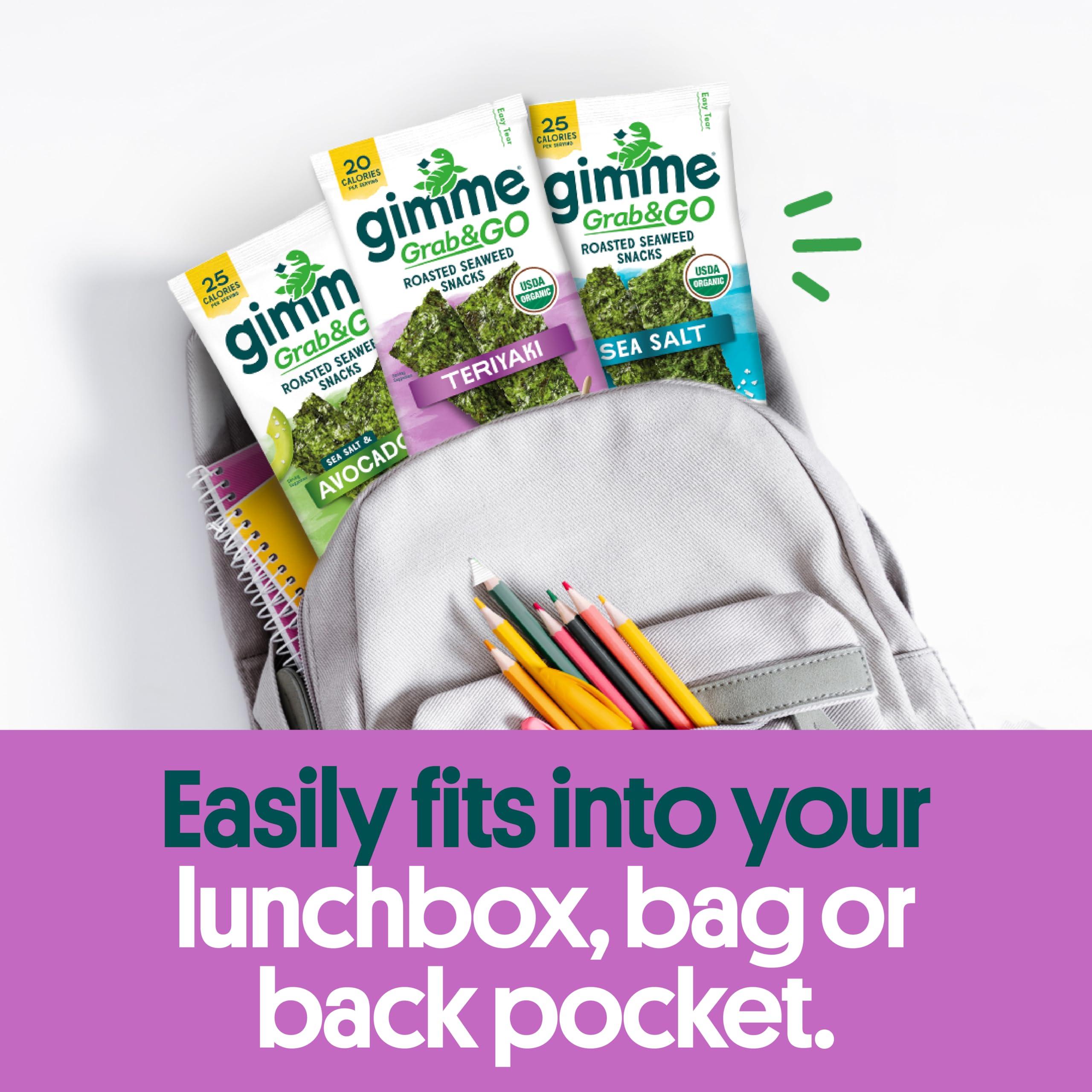 gimMe Gimme Seaweed Grab & Go Organic Premium Roasted Seaweed Snacks, Teriyaki, 5 Count Trayless, Keto, Vegan, Gluten-Free, Source of Omega3s and Iodine, Healthy On-The-Go Snack for Kids and Adults