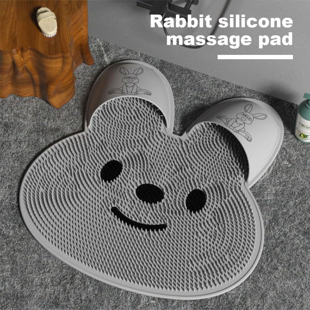 Generic Shower Foot Scrubber Mat with Non Slip Suction Cups,Shower Foot Scrubber Massager Cleaner, Wash Foot Bath Massage Cushion Bathroom Rabbits Shape Slipper for Foot Circulation Reduce Foot Pain Grey