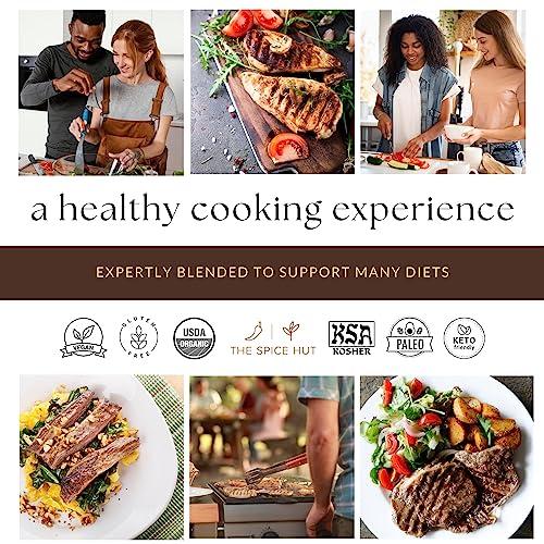 The Spice Hut Spice Hut - Organic Steak Seasoning & Dry Rub for Prime Rib, Roast, Burger / Sugar-Free, with Salt / Roadhouse Grill Spice Mix for Chicken, Chop House Seasoning Steak & Beef Rub / All-Natural, Kosher, Vegan, Gluten Free, Keto -No MSG- 3.5oz Glass Jar