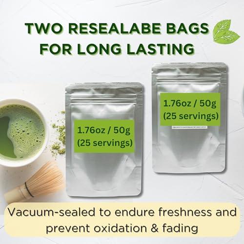 SATOEN GROUP Satoen Jasmine Ceremonial Grade Matcha Powder - Matcha Ceremonial Grade Green Tea Powder from Spring First Harvest with Jasmine Flavor - Ideal for Matcha Tea, Iced Tea, Ice Lattes - Japanese Tea Maker - 3.52 oz (100g) - Pack of 2 bags