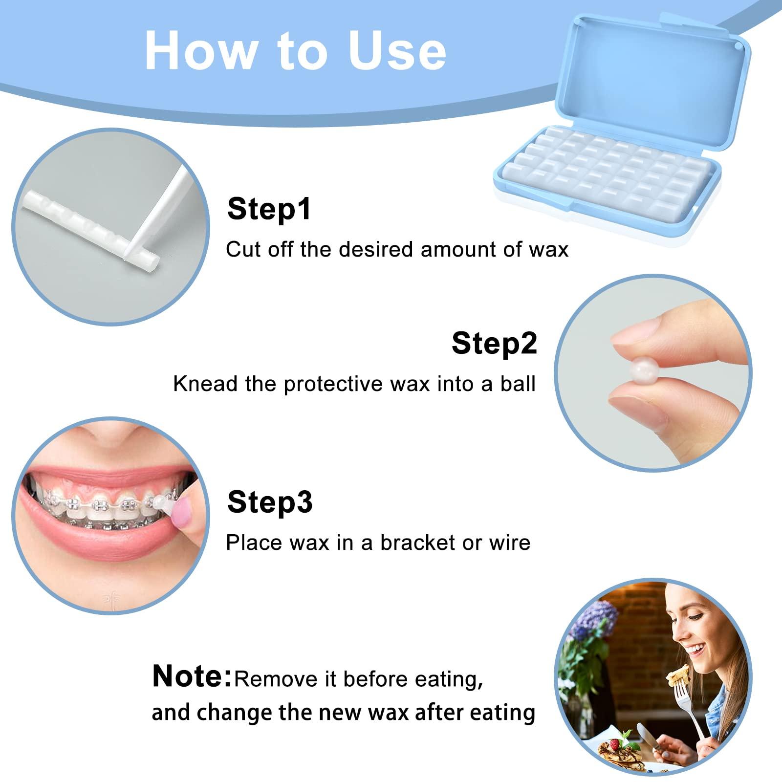 ZIZNBA (10 Pack) Braces Wax-Dental Wax for Braces & Aligners,50 Premium Orthodontic Wax Strips-White