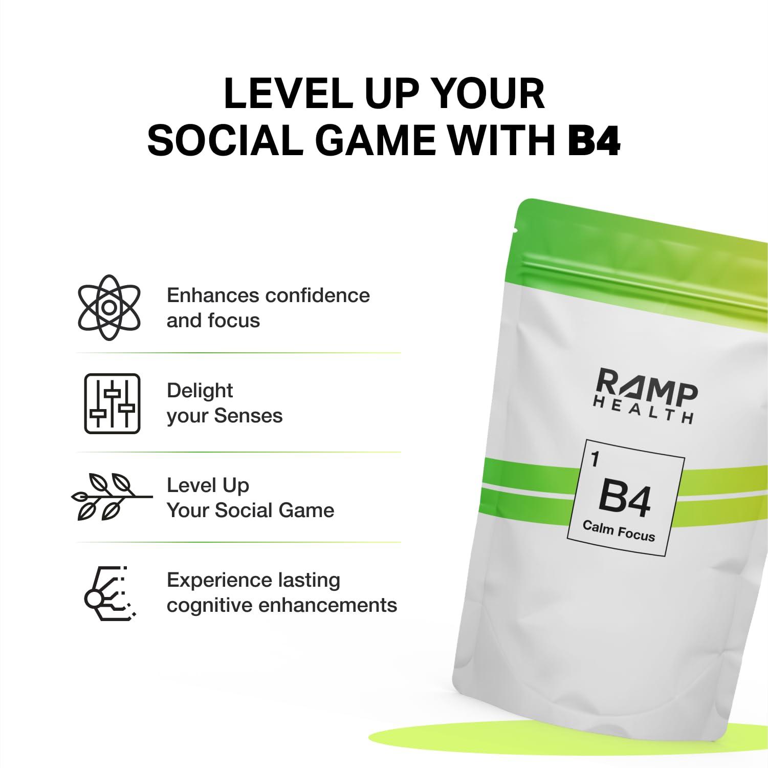 Ramp Health Ramp Health B4 Calm Focus - Brain Supplements for Memory and Focus - Focus Supplement - Brain Supplement - L-Theanine, Lemon Balm Extract and More - Citrus Smooth - 20 Count, White