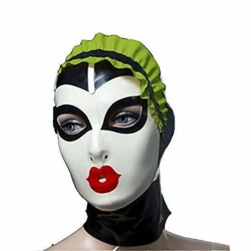 LEIMI Latex Hood Women Gummi Rubber Full Cover Mask Anti-clip Hair Maid Hood Masquerade Party Latex Mask (XXL, Red)