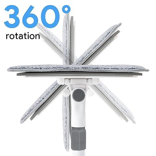 DELUX Baseboard Cleaner Tool with Handle, Baseboard Cleaner with Extendable Long Handle, 4 Reusable Cleaning Pads Wall Cleaner for Baseboards Cleaning, Ceiling, Wall, Floor, Shower Bathroom Kitchen