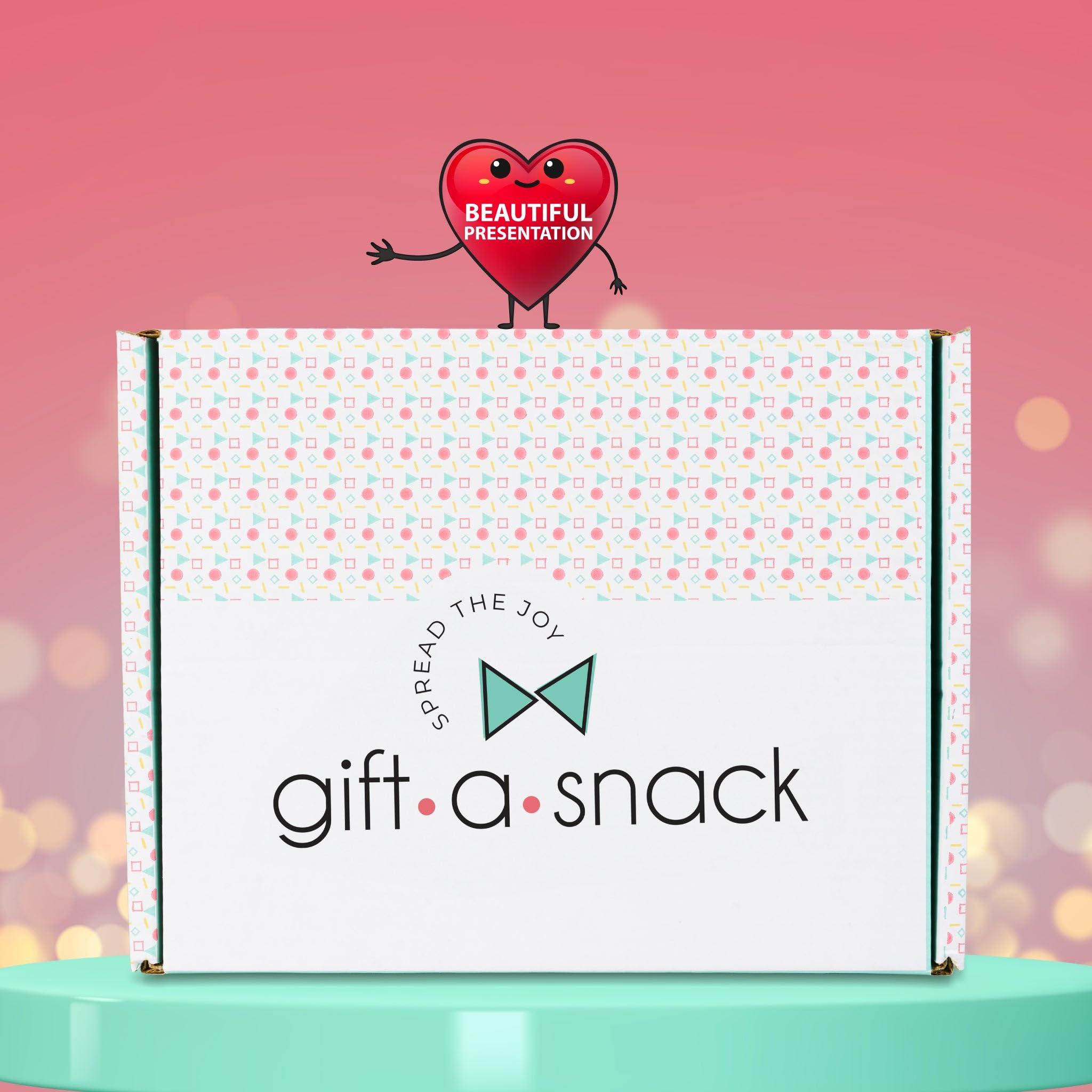 Nut Cravings Gift A Snack - Valentines Healthy Snack Box Care Package + Greeting Card (40 Count) Birthday Treats Gift Basket, Nutritious Granola Breakfast Bars Corporate Gifts