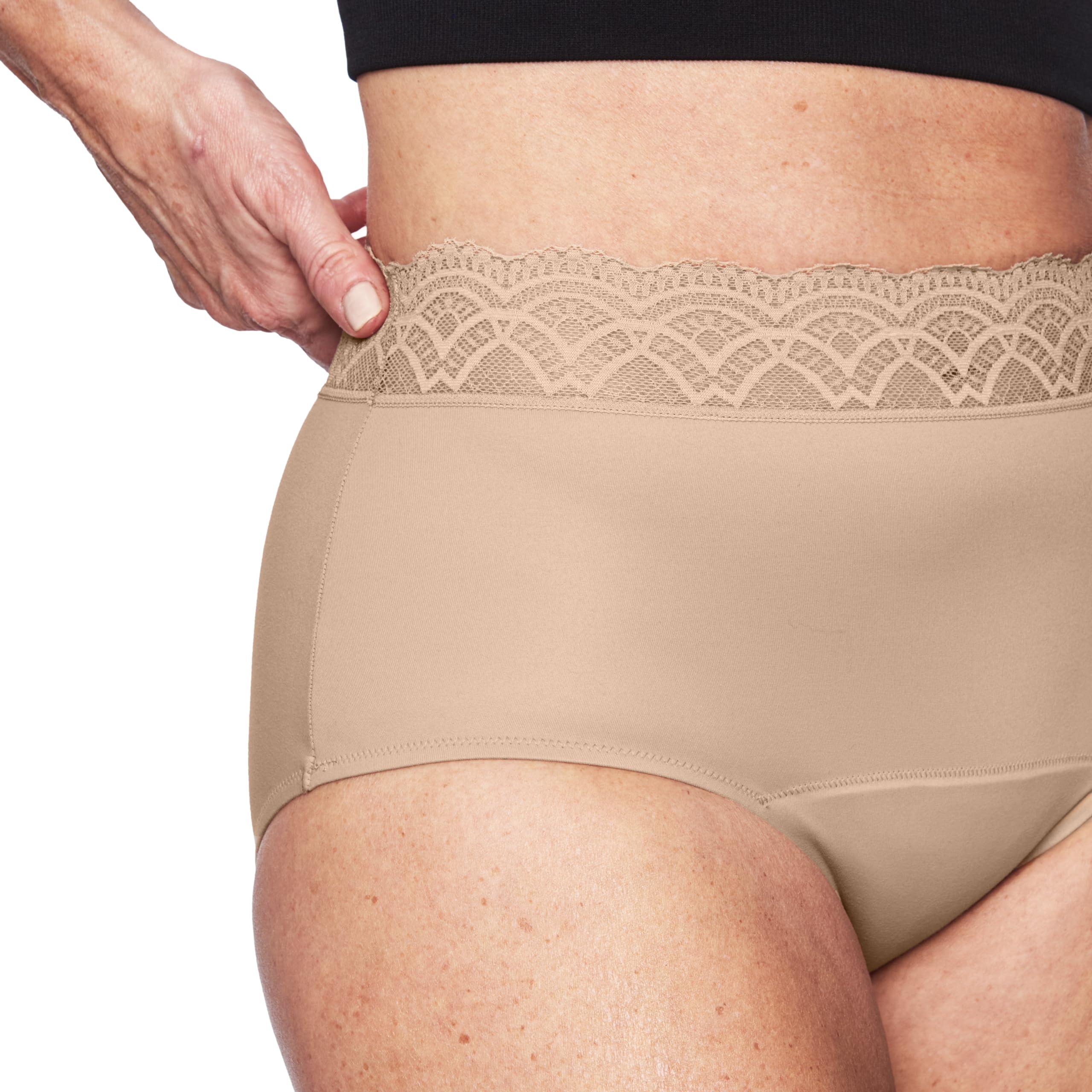 Thinx For All Leaks Thinx For All Leaks Hi-Waist Underwear, Holds up to 100ml or 6tbps or 1/4 Cup Worth of Liquid, Light Absorbency Incontinence Underwear for Women, FSA HSA Approved Feminine Care, Beige, M