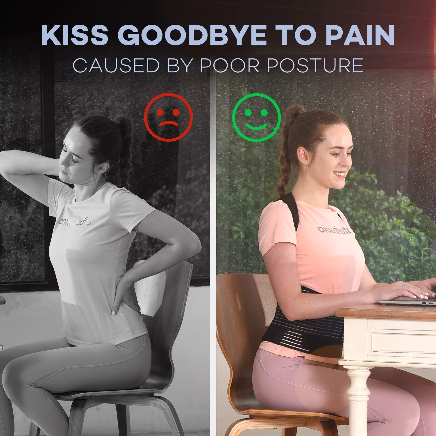 Omples Omples Posture Corrector for Women and Men Thoracic Back Brace Straightener Shoulder Upright Support Trainer for Body Correction and Neck Pain Relief, Small (waist 26-34 inch)