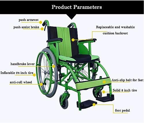 Rieort Ultralight Wheelchair Aluminum Alloy W/handbrakes Manual Wheelchair Travel Wheelchair Load 220lb Portable Folding Wheelchair