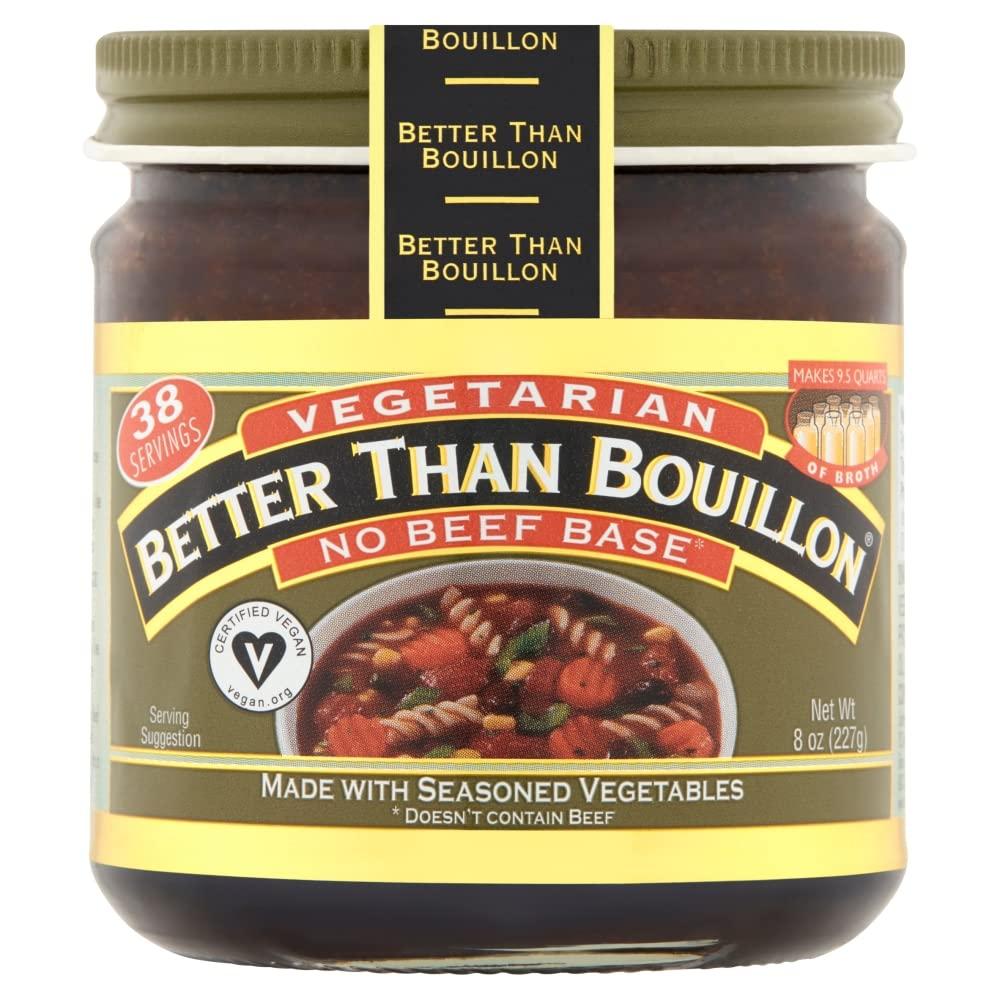 Better Than Bouillon Better Than Bouillon Vegetarian No Beef Base, Made with Seasoned Vegetables, Certified Vegan, Makes 9.5 Quarts of Broth, 38 Servings, 8-Ounce Jar (Pack of 2)