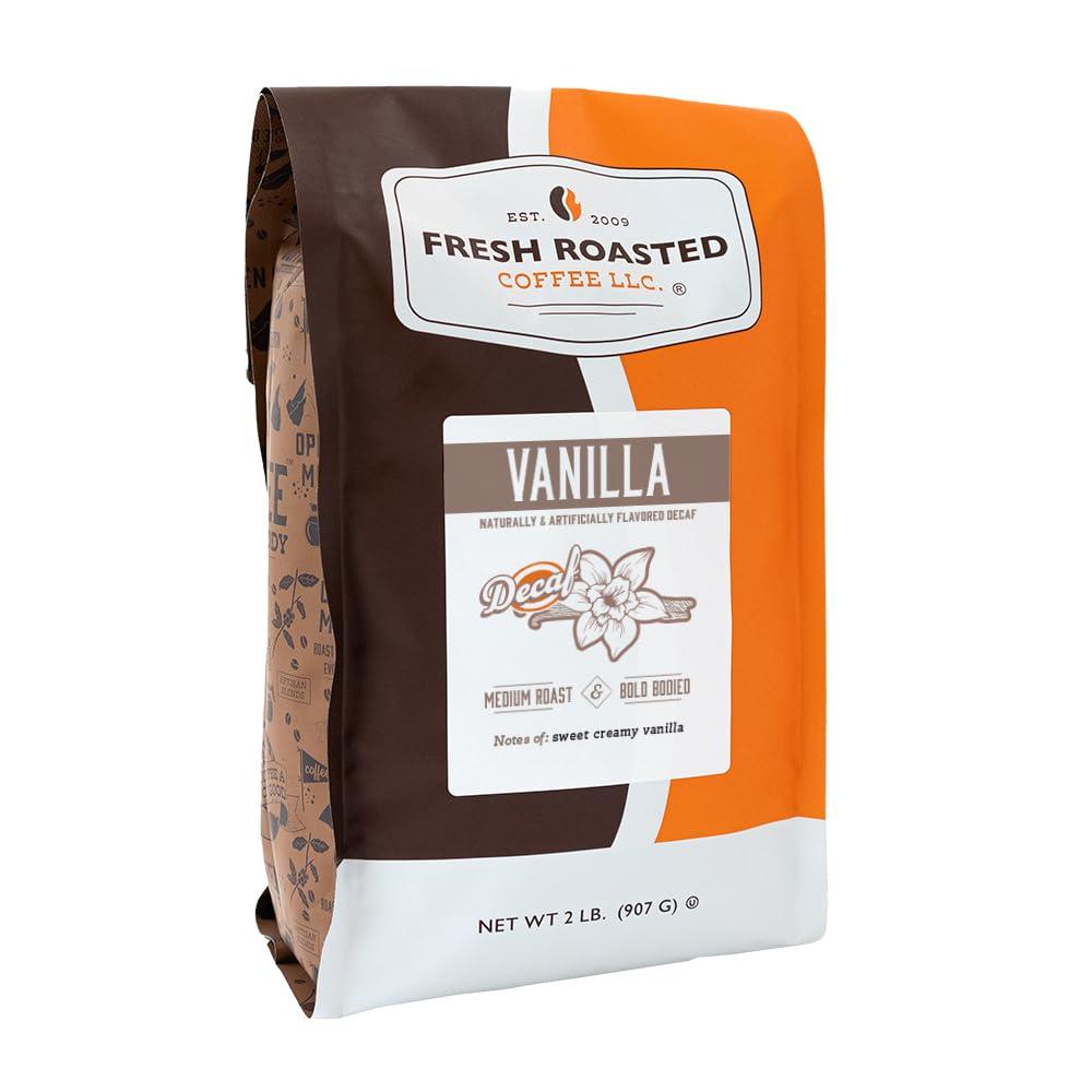 Fresh Roasted Coffee Fresh Roasted Coffee, Decaf Vanilla Flavored Coffee, 2 lb (32 oz), Medium Roast, Kosher, Whole Bean