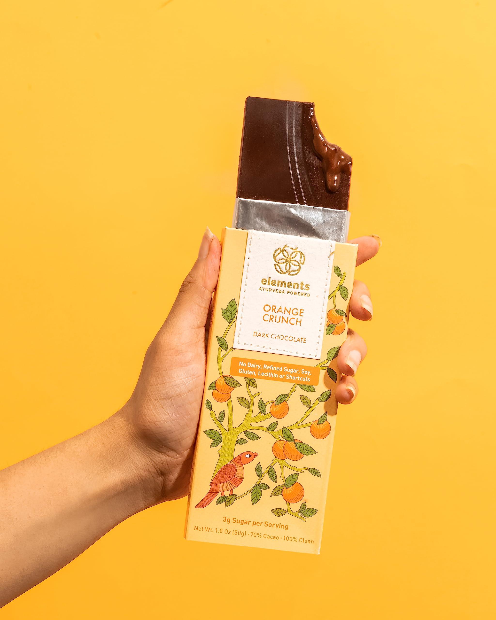 Elements Truffles Elements Truffles Orange Crunch w/Quinoa & Turmeric - Heavy Metal Tested - Dairy Free Chocolate Bar - Paleo, Gluten Free, Non-GMO, Raw & Organic Chocolate- Ayurveda Healthy Chocolate Bar - 4 Pack