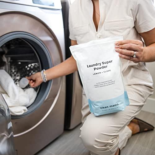 CLEAN MAMA Clean Mama Laundry Super Powder Detergent - Extra Strength Laundry Detergent Powder - Natural Laundry Detergent for Sensitive Skin - Enzyme Powered, Fights Stains & Odors - Sweet Mint, 60 Loads