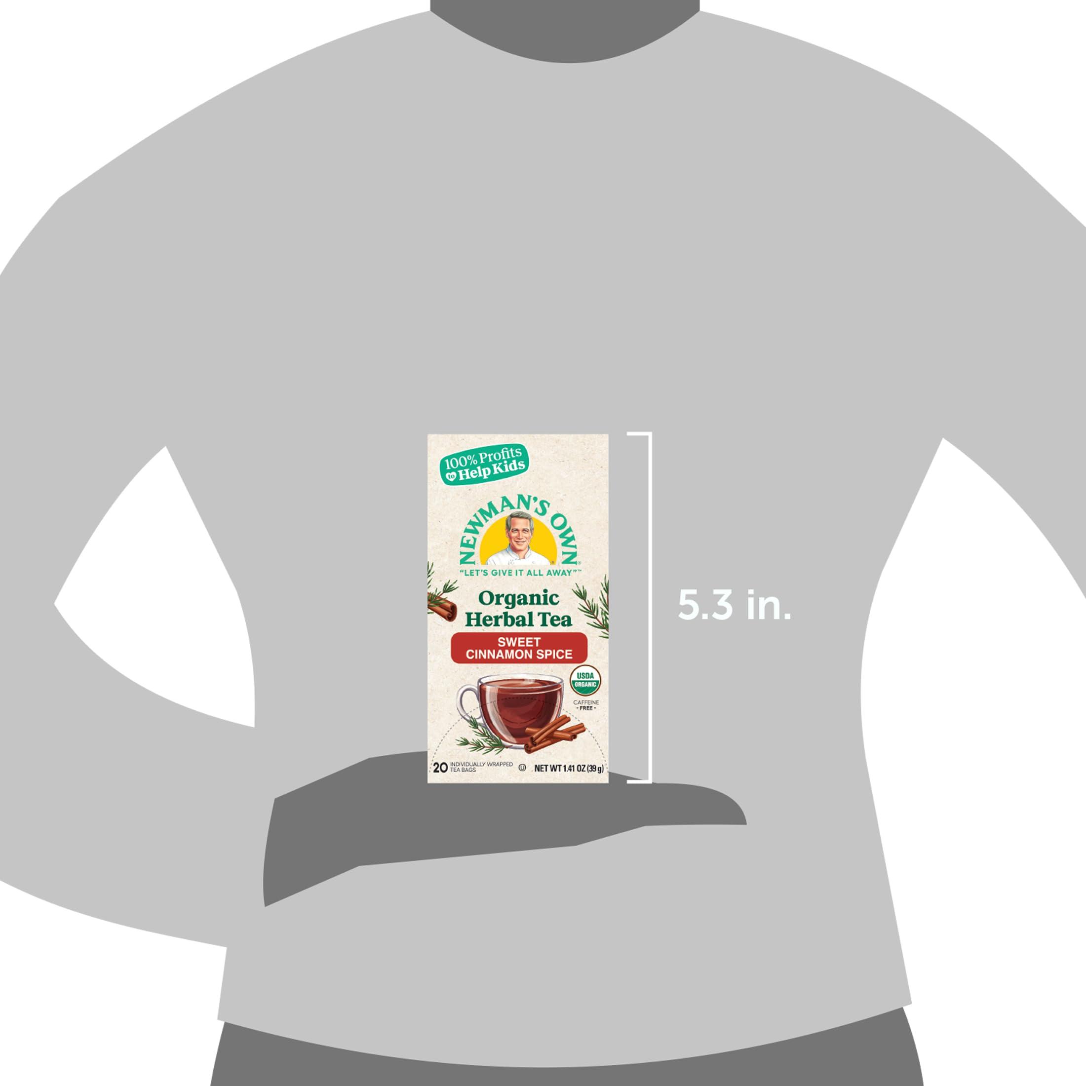 Newman's Own Newman's Own Organic Sweet Cinnamon Spice Herbal Tea with Rooibos Tea with Organic Ginger 20 Individually Wrapped Tea Bags Per Box (Pack of 2) USDA Certified and Kosher Cinnamon Tea Caffeine-Free