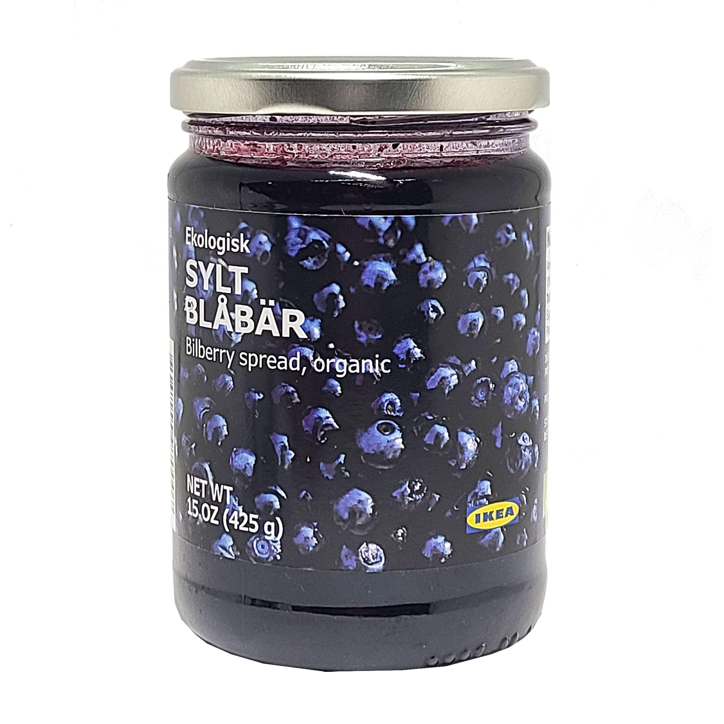 Tasty Kitchen Tasty Kitchen IKEA Organic Preserves 4-Pack Bundle - Total 4 Flavors - SYLT LINGON Lingonberry, Blueberry, Raspberry & Blueberry Jam & Orange & Elderflower Marmalade (15 oz) with Bonus Spreader Spoon