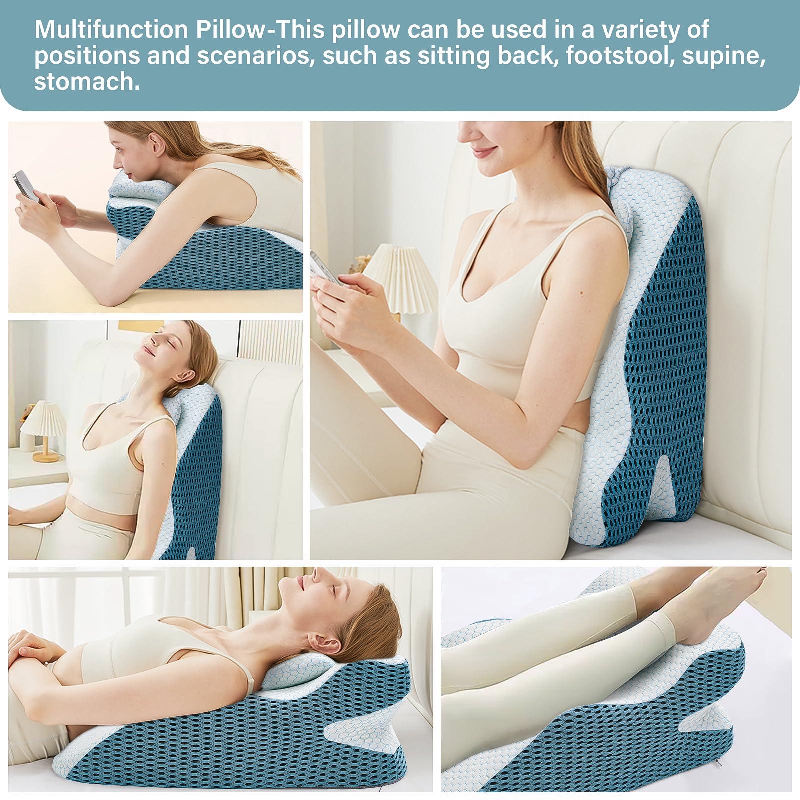 YEERSWAG YEERSWAG Wedge Pillow, Small Pillow Wedge Weight Limit Under 165 lbs, Ergonomic Memory Foam Wedge Pillow with Adjustbale Support Pillow Zipper Cover for Female Reading Relaxing Back Pain Relief