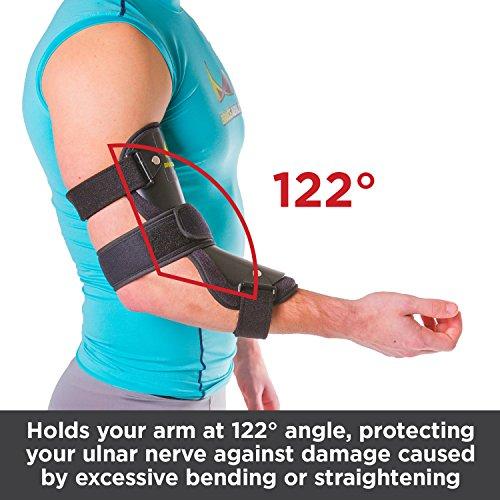 BraceAbility BraceAbility Cubital Tunnel Syndrome Elbow Brace | Splint to Treat Pain from Ulnar Nerve Entrapment, Hyperextended Elbow Prevention and Post Surgery Arm Immobilizer - M (MEDIUM/LARGE)