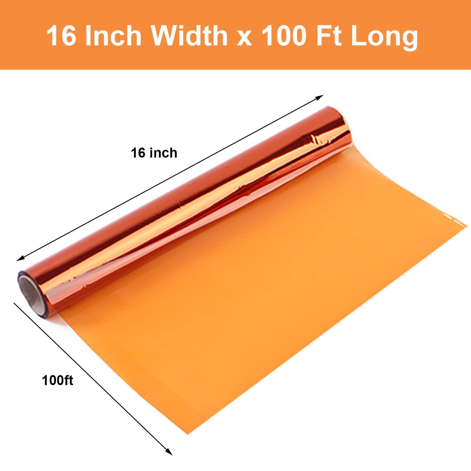 Morepack Easter Orange Cellophane Wrap Roll, Translucent Orange Cellophane Wrapping Paper, 16 Inch Width x 100 Ft Long Colored Cellophane Rolls for Gift Baskets, DIY Arts Crafts Decoration and More