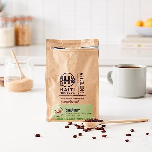 Haiti Coffee Co. Haiti Coffee Co. Haiti & Brazil Blend, Medium Roast Organic Whole Beans, Flavor Notes of Roasted Almond, Caramel, and Molasses (Sanctuary, 12 Ounce)