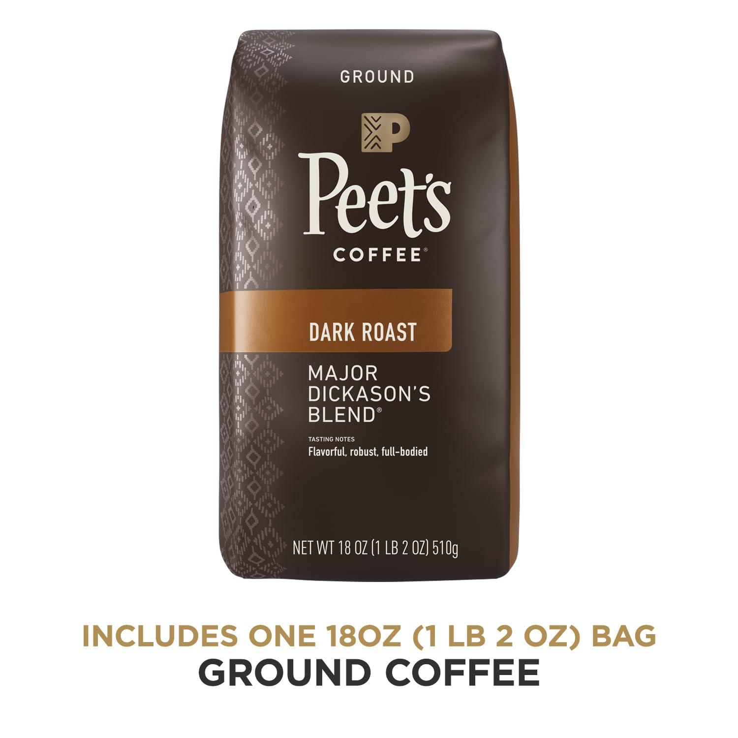Peet\'s Coffee Peet\'s Coffee, Dark Roast Ground Coffee - Major Dickason\'s Blend 36 Ounces (2 Bags of 18 Ounces)