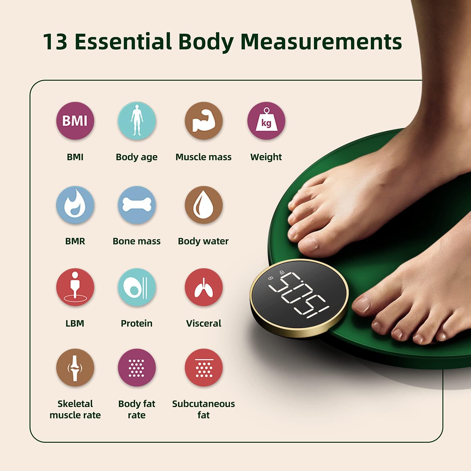 Posture Scale for Body Weight, Posture Digital Bathroom Scale Large LED Display Weight Scale, High Accurate Body Composition Analyzer with BMI with Free Smartphone APP, 400Lb,Green