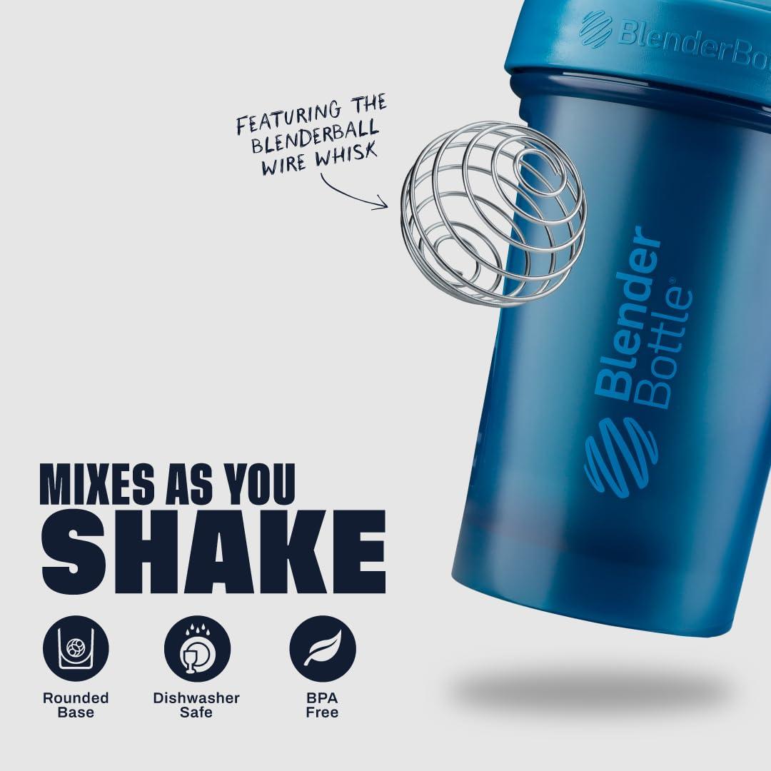 BlenderBottle BlenderBottle Classic V2 Shaker Bottle Perfect for Protein Shakes and Pre Workout, 45-Ounce, Ocean Blue