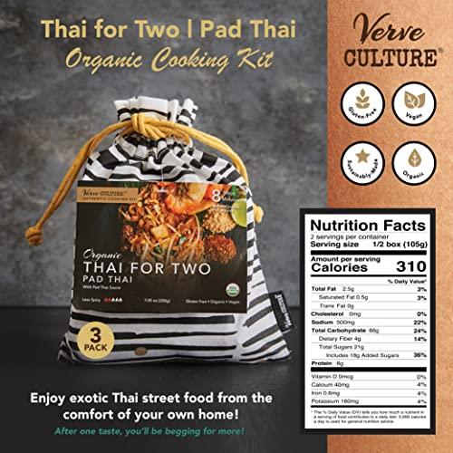 Verve CULTURE Thai for Two Cooking Kit by Verve CULTURE | USDA-Organic Pad Thai Cooking Kit | Authentic Thai Cuisine | Unique Cooking Gift Set | Vegan, Gluten-Free | Made in Thailand |Pack of 3