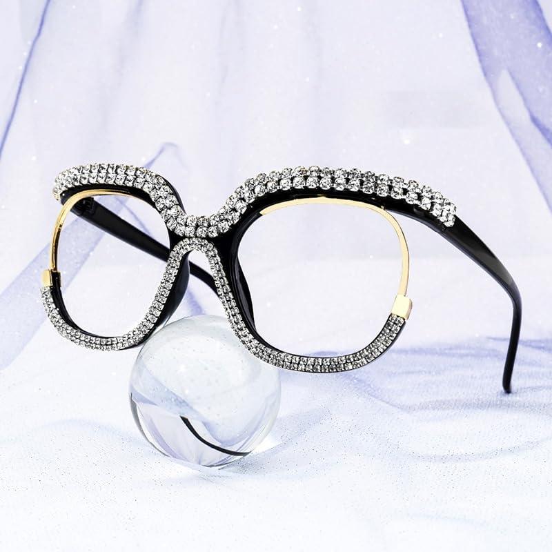 VOOGLAM VOOGLAM Oversize Square Glasses for Women Mancha Clear Rhinestone GOX095217-01