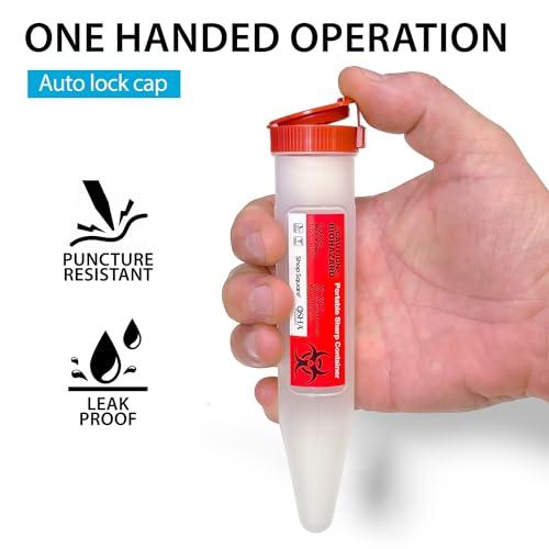 Shop Square Small Sharps Containers, Travel Sharps Container, Transportable Sharps Container with Locking Mechanism, Professional Grade Mini Sharps Container - 6 Count
