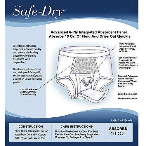 Kleinert's Kleinert's Mens Incontinence Underwear with Absorbent Panel White