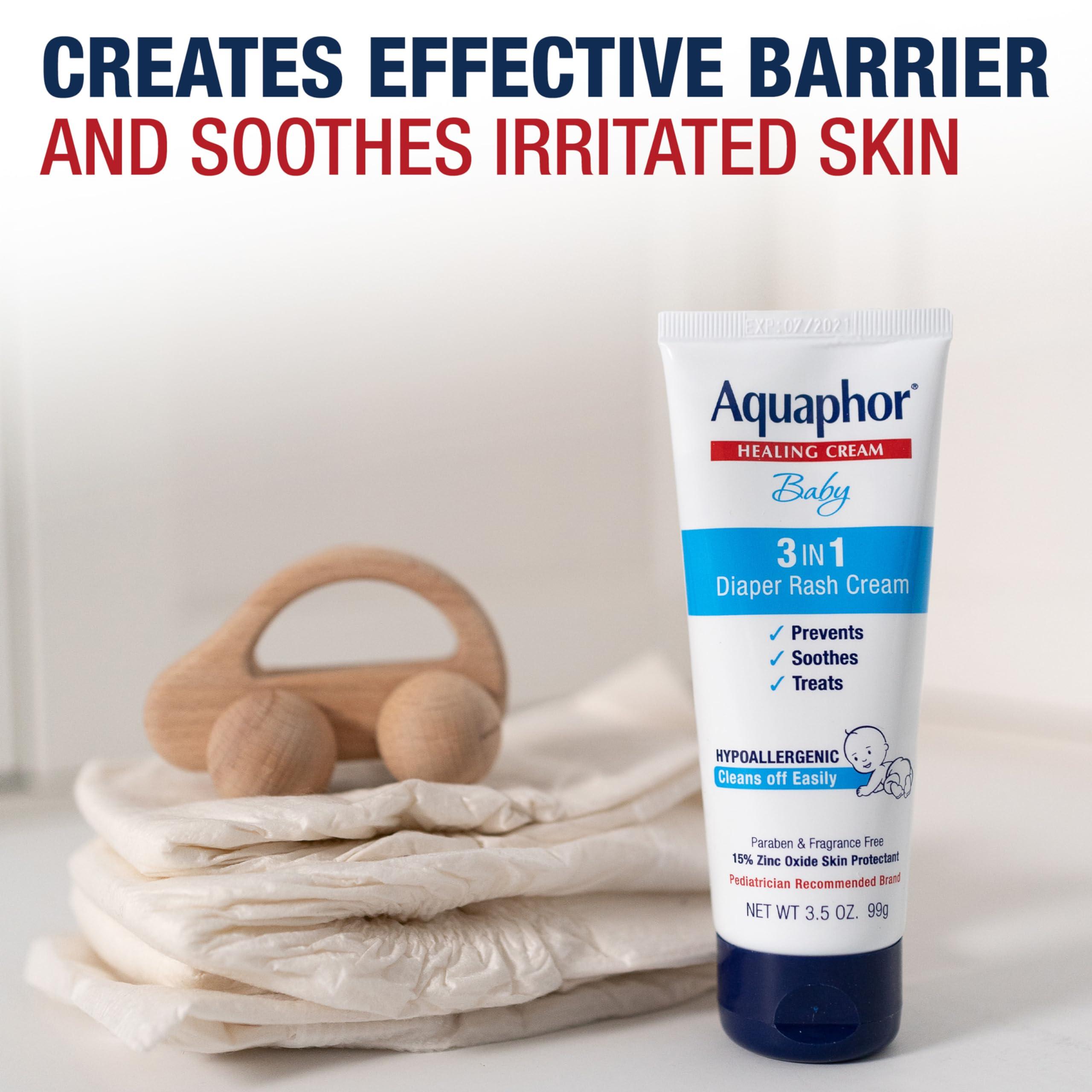 Aquaphor Aquaphor Baby Diaper Rash Cream, 3-in-1 Diaper Rash Relief, 3.5 Oz Tube, (Pack of 3)