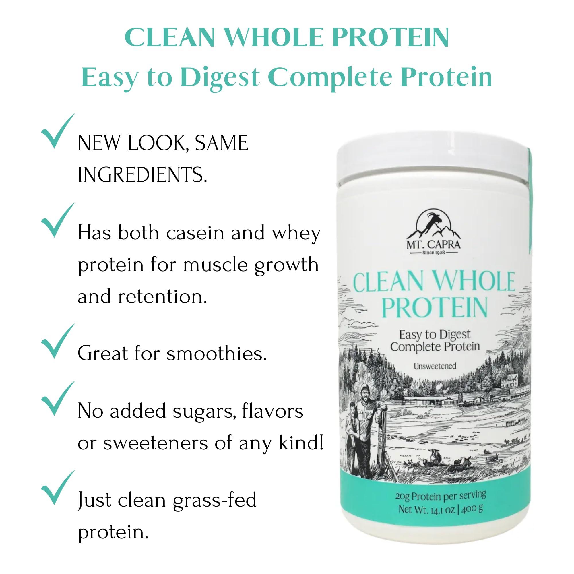 MT. CAPRA SINCE 1928 MT. CAPRA SINCE 1928 Clean Whole Protein | Grass-Fed Goat Protein with Whey and Casein Protein, No Bloat, Build and Maintain Muscle, 20 g Protein per Serving, No Sweeteners - 400 Grams